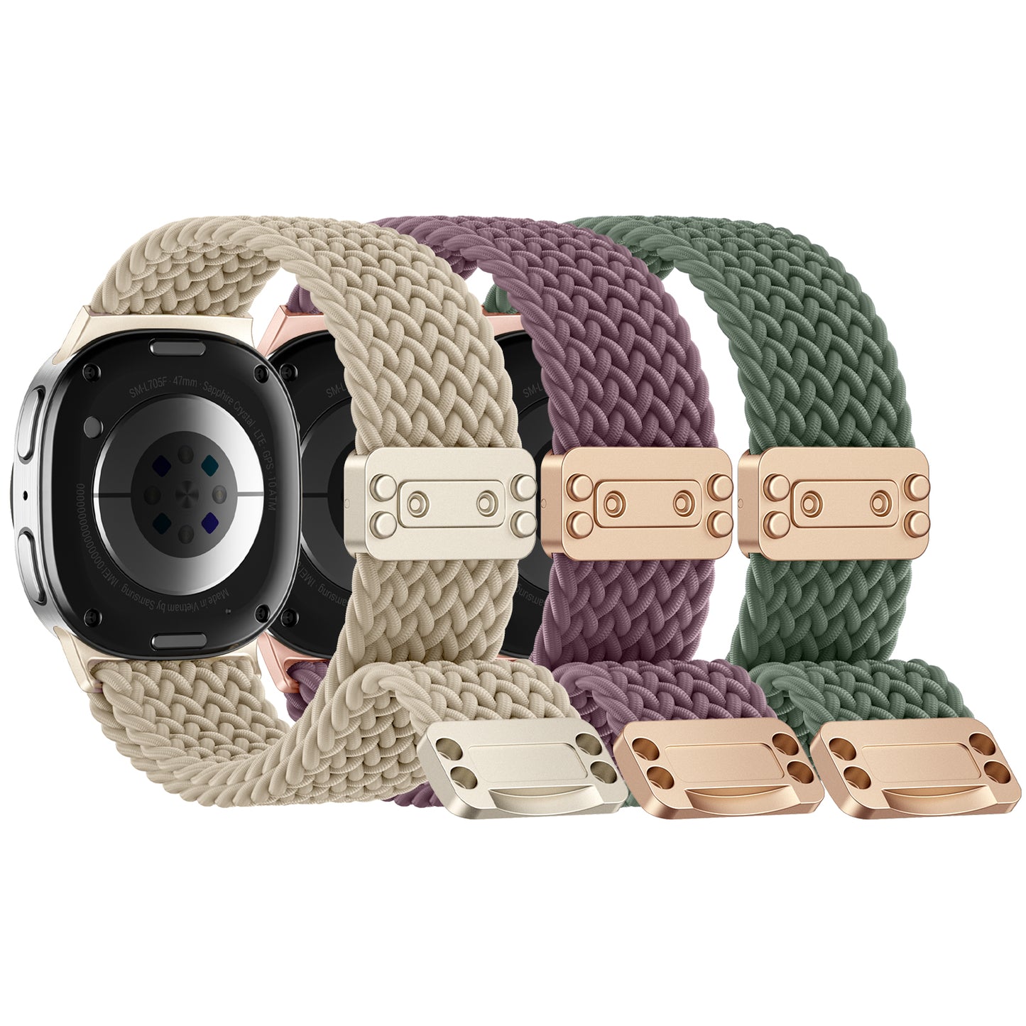 Comvin 3 Pack Braided Stretchy Bands Compatible with Samsung Galaxy Watch 8 Bands 40mm 44mm/Galaxy Watch 8 Classic 46mm,Soft Nylon Sport Straps for Samsung Watch Bands Women Men