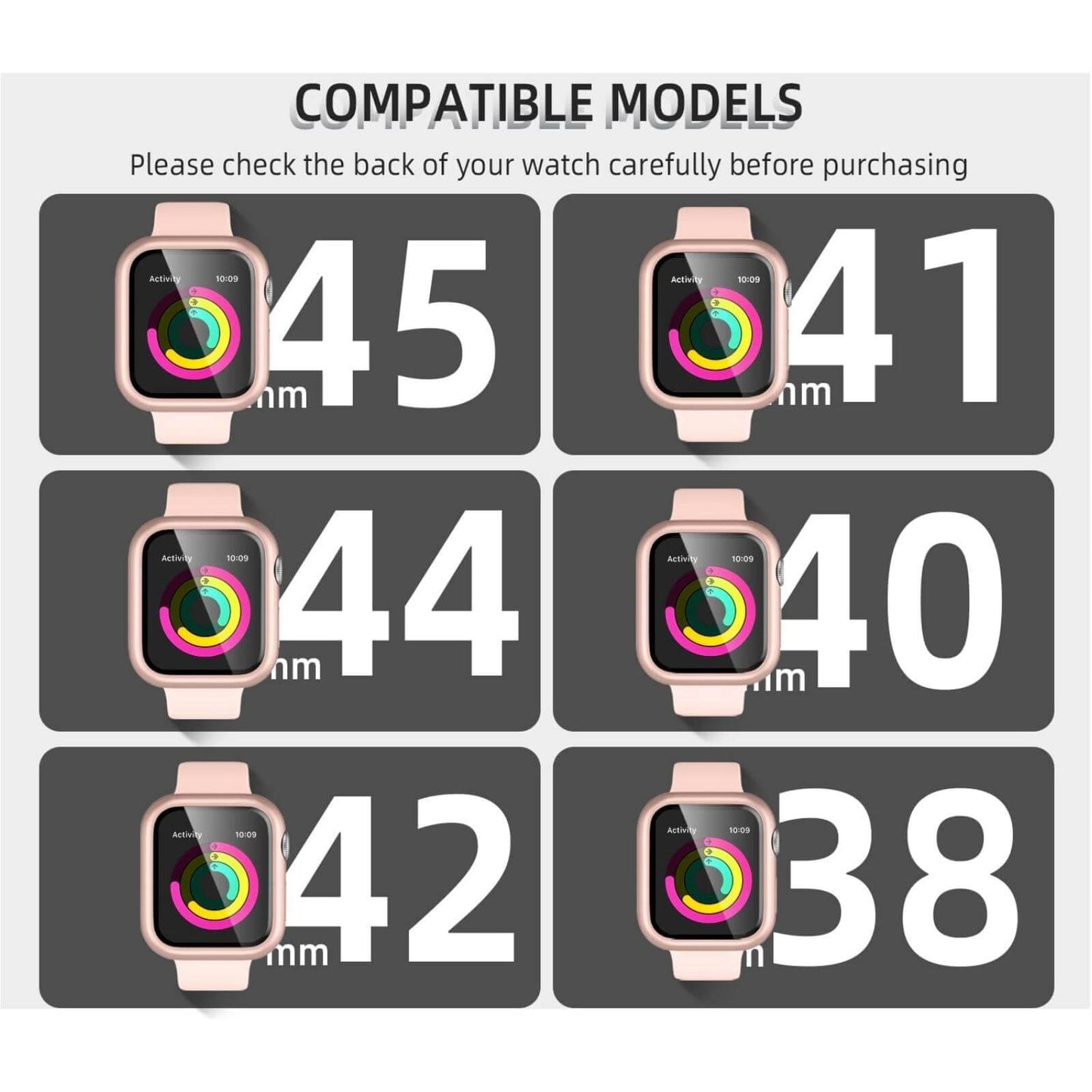 3 Pack Compatible with Apple Watch Screen Protector 40mm 44mm Series 6 5 4, Full Protective Waterproof PC Bumper Cover Accessories for Women Men