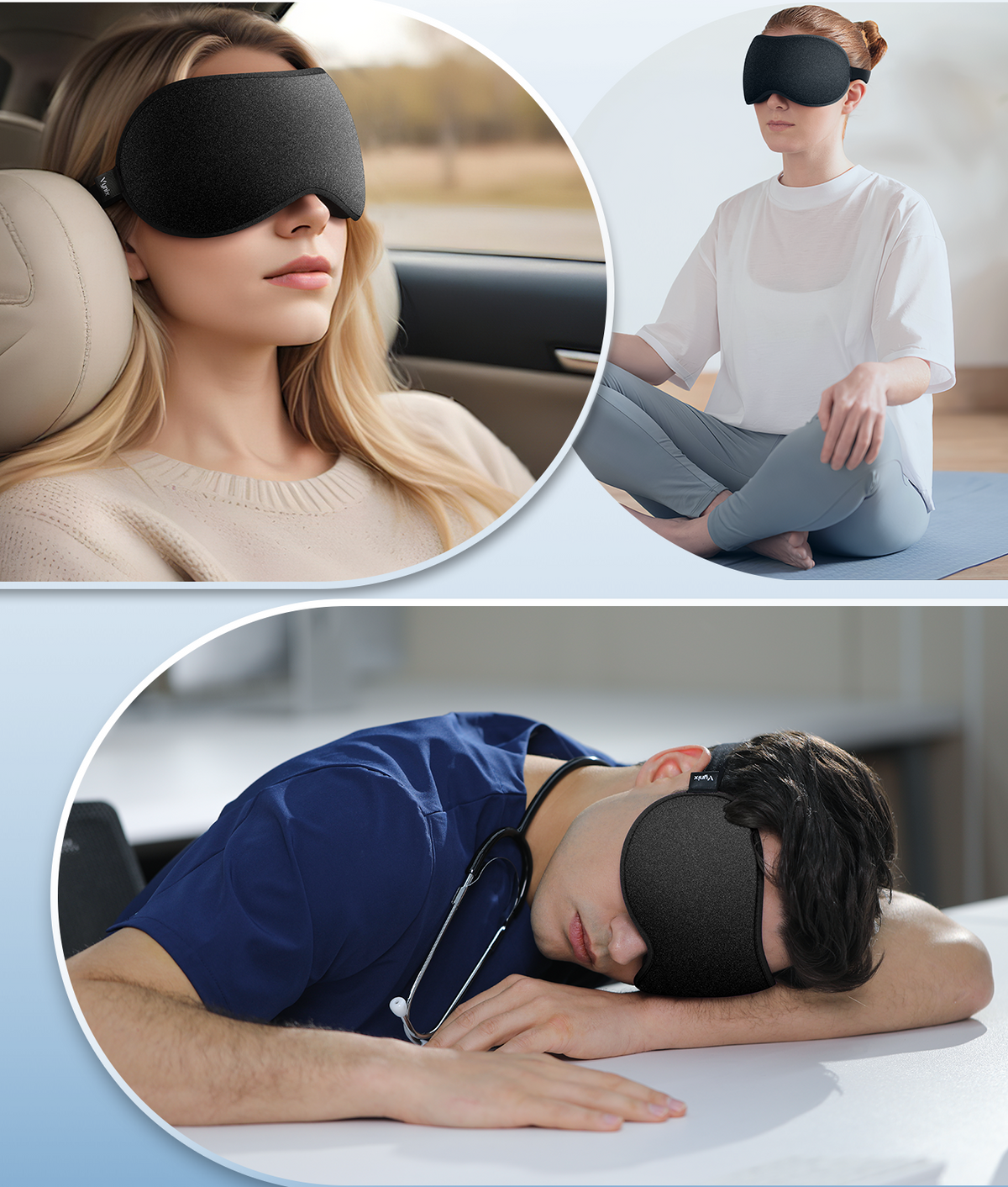 Comvin 3D Sleep Mask for Women Men, Memory Foam Eye Masks for Sleeping Blackout, Black