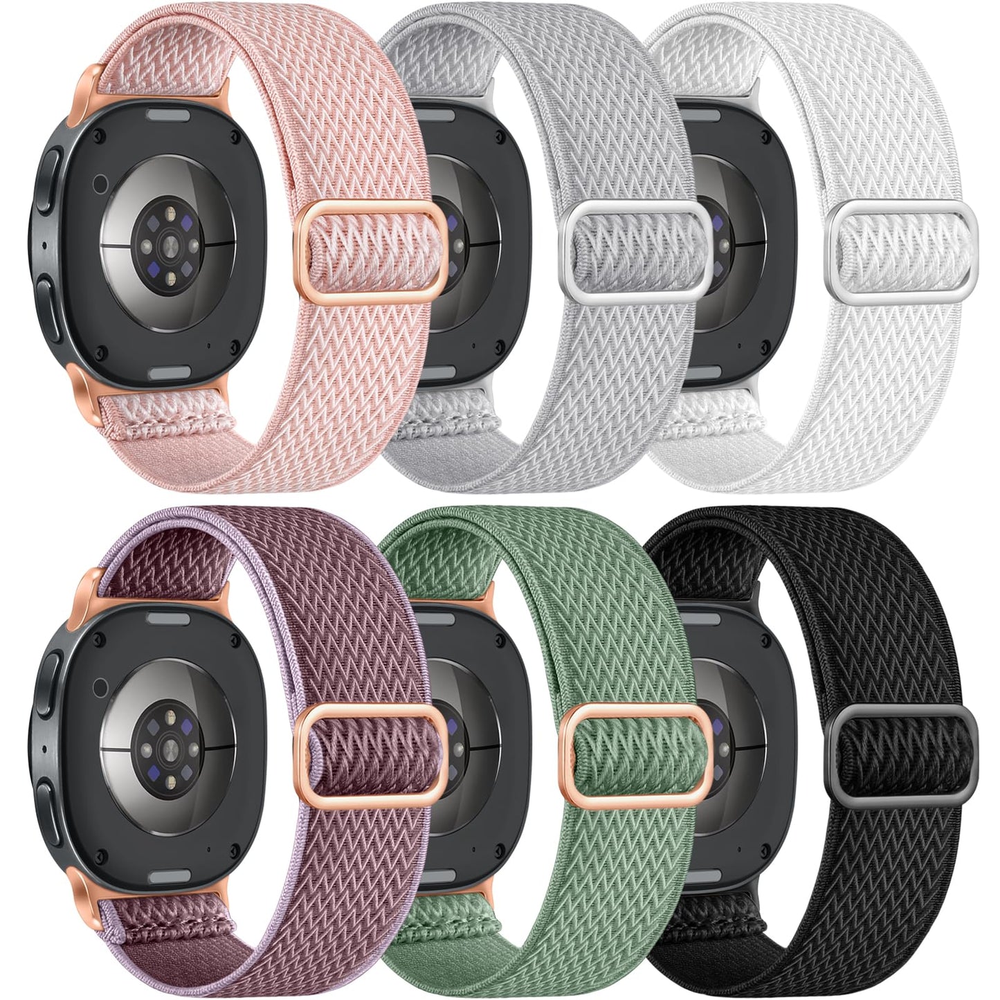 Comvin 6 Pack Stretchy Bands Compatible with Samsung Galaxy Watch 8 Bands 40mm 44mm, Galaxy Watch 8 Classic Band 46mm, Adjustable Nylon Elastic Sport Strap for Women Men