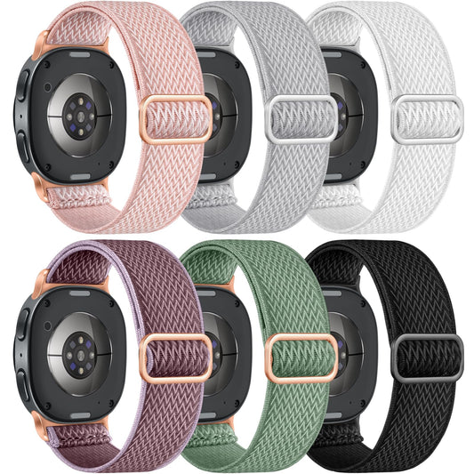 Comvin 6 Pack Stretchy Bands Compatible with Samsung Galaxy Watch 8 Bands 40mm 44mm, Galaxy Watch 8 Classic Band 46mm, Adjustable Nylon Elastic Sport Strap for Women Men