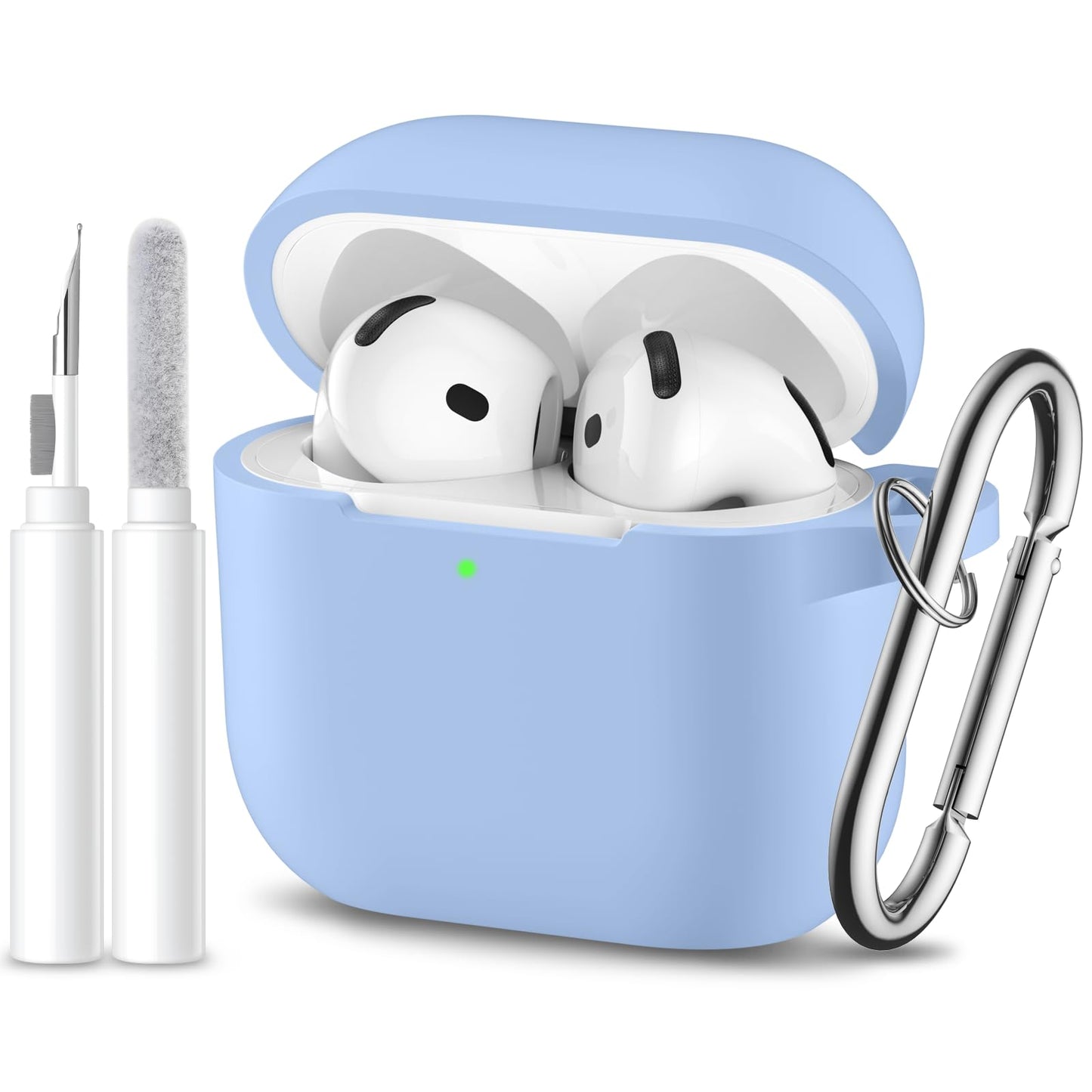 For Airpods 4 Case Cover with Cleaner Kit, Soft Silicone Full Protective Case for AirPods 4 with Keychain Compatible with Apple Airpods 4 Case for Women Men