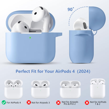 For Airpods 4 Case Cover with Cleaner Kit, Soft Silicone Full Protective Case for AirPods 4 with Keychain Compatible with Apple Airpods 4 Case for Women Men