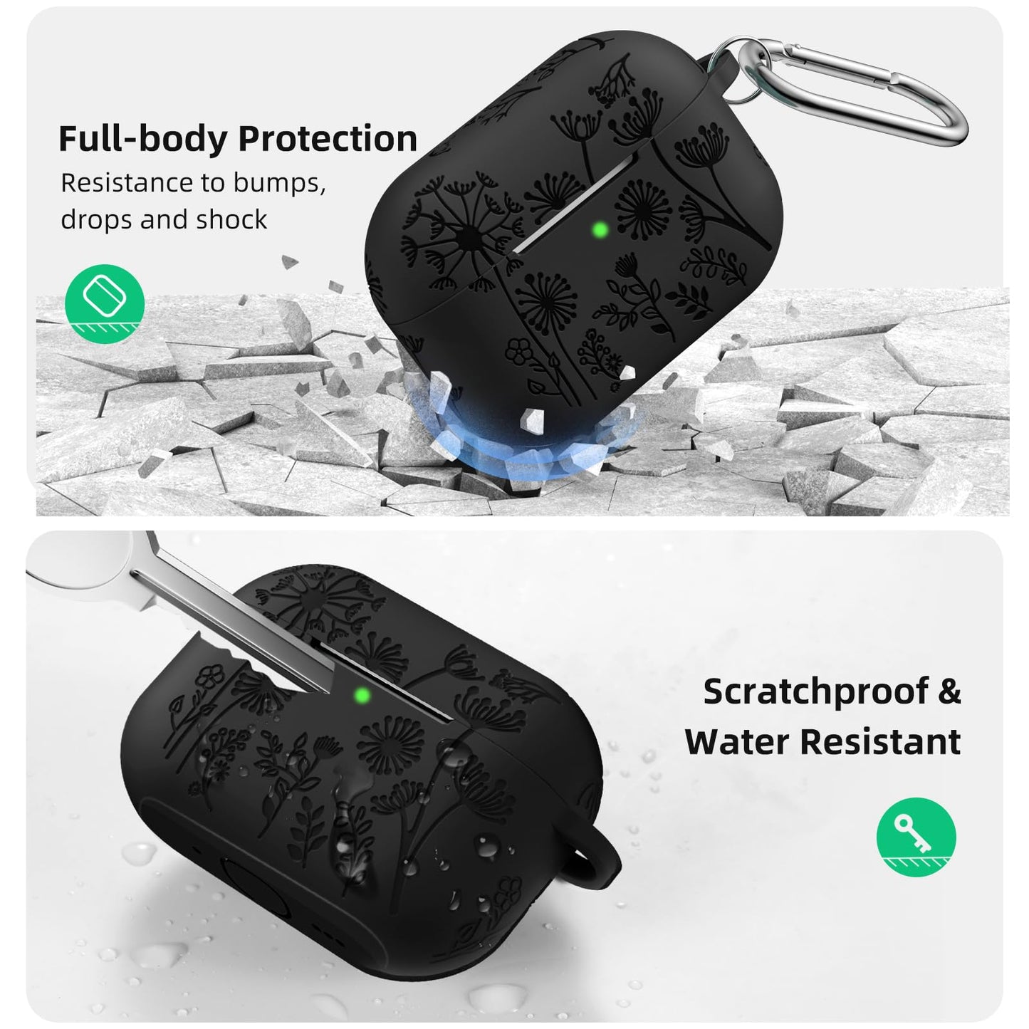 Comvin Compatible with AirPods Pro 3 Case Cover with Cleaner Kit, Cute Flower Engraved Silicone Protective Case for Apple Airpods Pro 3rd Generation (2025)