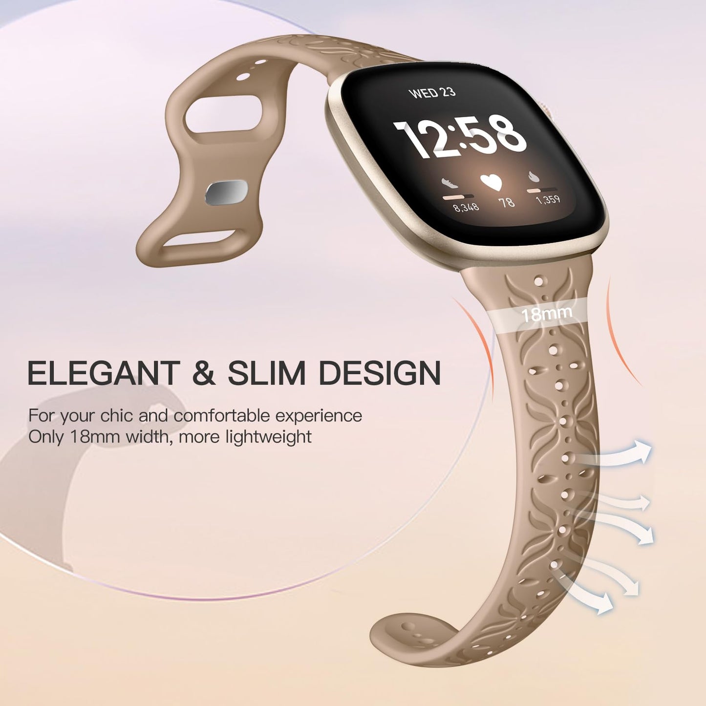 6 Pack Bands for Fitbit Versa 4/Versa 3/Sense 2/Sense Band,Stylish Hollow-out Breathable Bracelet Strap for Women Men