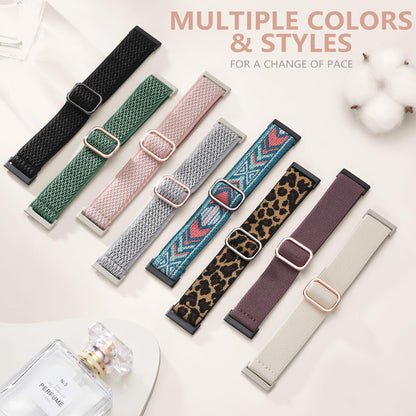 15 Pack Elastic Band Compatible with Fitbit Versa 4 Bands for Woman/Sense 2/Sense/Versa 3 Bands, Adjustable Stretchy Nylon Solo Loop Sport Strap for SmartWatch Replacement
