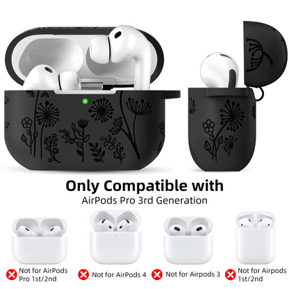 Comvin Compatible with AirPods Pro 3 Case Cover with Cleaner Kit, Cute Flower Engraved Silicone Protective Case for Apple Airpods Pro 3rd Generation (2025)