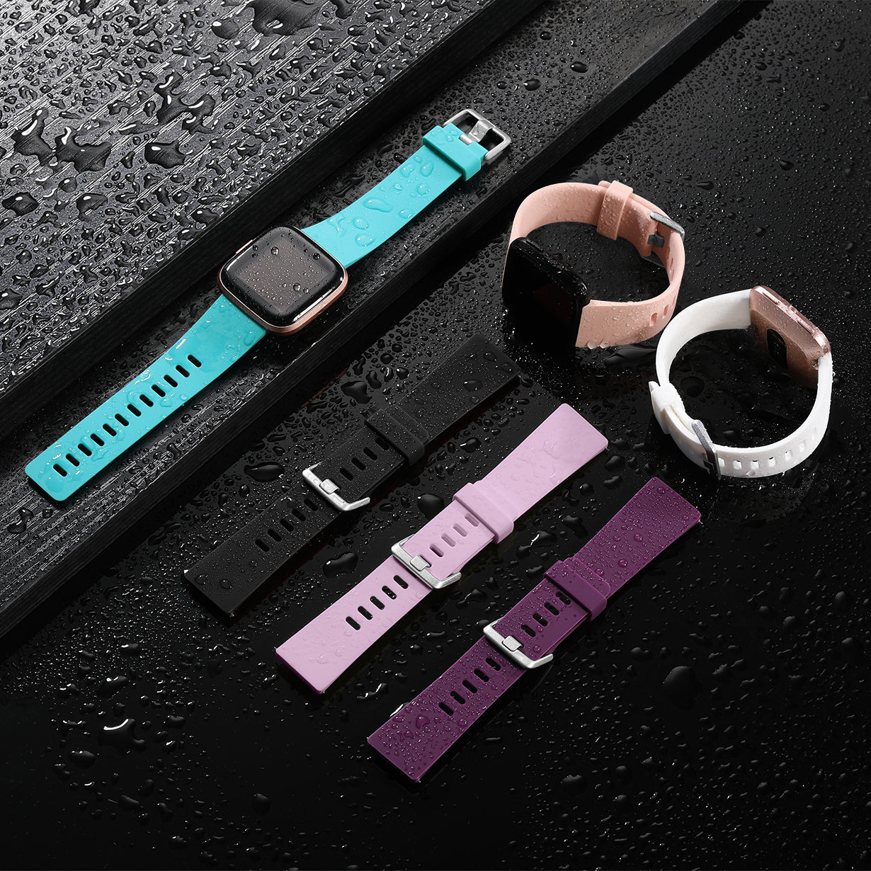 Comvin Compatible with Fitbit Versa 2/Versa/Versa Lite/Versa SE Bands for Women Men, Soft Silicone Breathable Hole Sport Wristbands