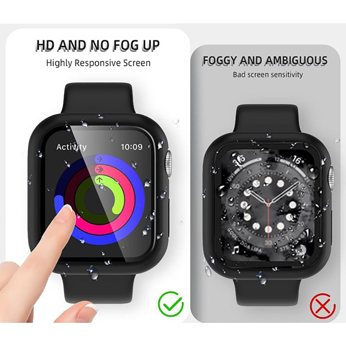 Comvin 2 Pack Compatible with Apple Watch Screen Protector 44mm 40mm 45mm 41mm, Full Waterproof Watch Case Cover Fits For iWatch Ultra SE Series 9 8 7 6 5 4 3