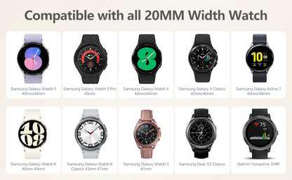 5 Pack Compatible with Samsung Watch Bands for Galaxy Watch 7 6 5 4 40mm 44mm/Watch 6 4 Classic Band 43mm 47mm/Galaxy Watch 5 Pro Band 45mm, 20mm Braided Stretchy Sport Straps Women Men