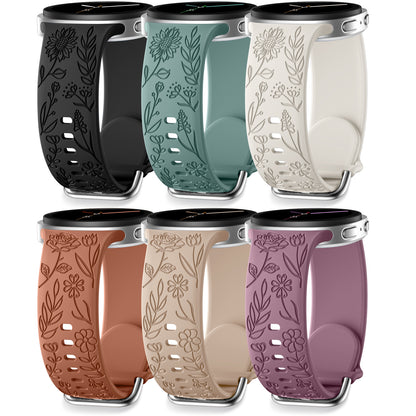Comvin Floral Engraved Bands Compatible with Samsung Galaxy Watch 8 Band 40mm 44mm/Galaxy Watch 8 Classic Band 46mm for Women Men