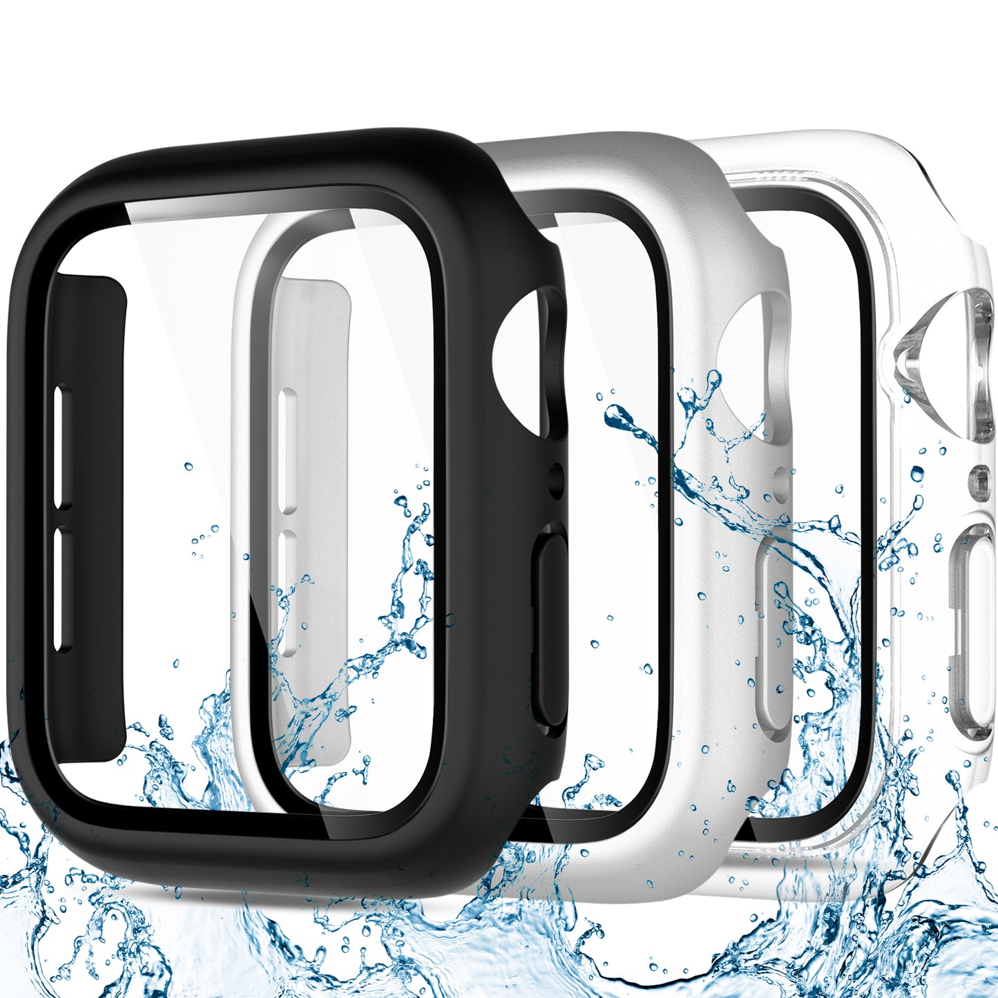 3 Pack Compatible with Apple Watch Screen Protector 40mm 44mm Series 6 5 4, Full Protective Waterproof PC Bumper Cover Accessories for Women Men