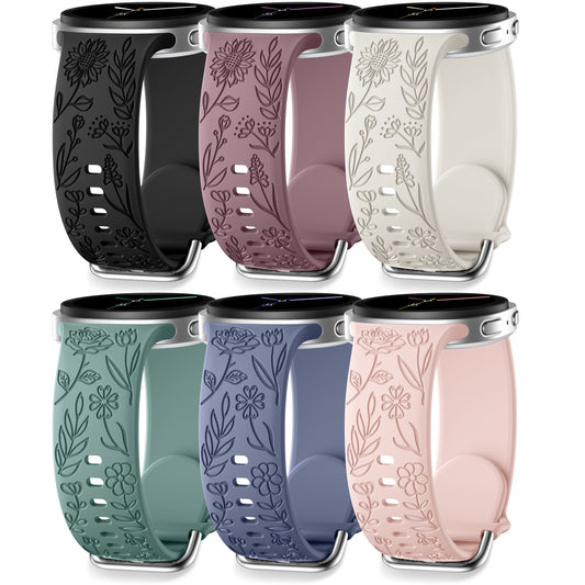 Comvin Floral Engraved Bands Compatible with Samsung Galaxy Watch 8 Band 40mm 44mm/Galaxy Watch 8 Classic Band 46mm for Women Men