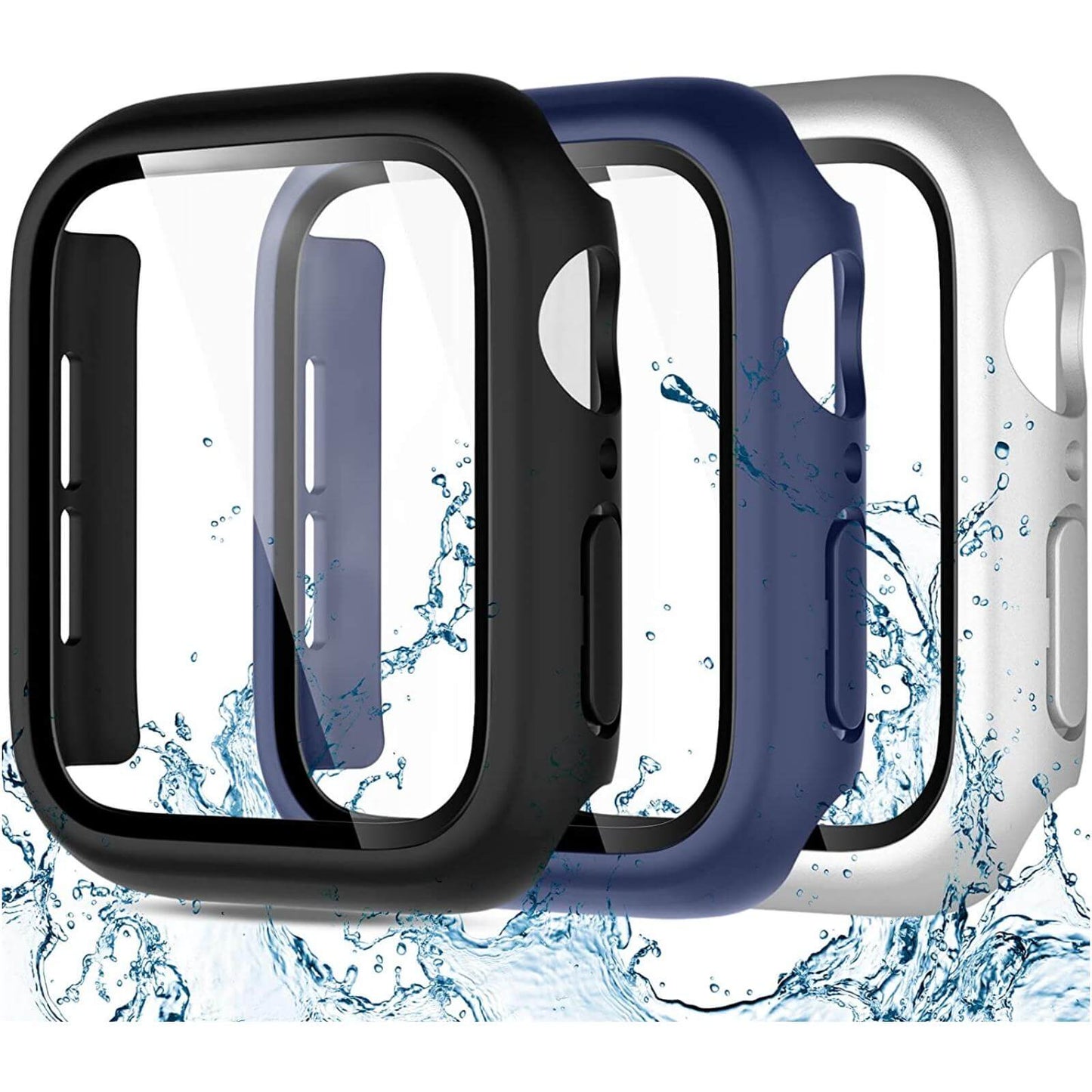 3 Pack Compatible with Apple Watch Screen Protector 40mm 44mm Series 6 5 4, Full Protective Waterproof PC Bumper Cover Accessories for Women Men
