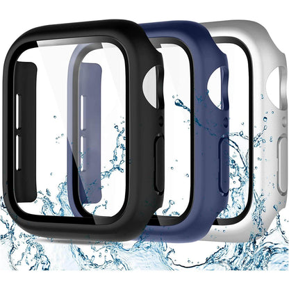 3 Pack Compatible with Apple Watch Screen Protector 40mm 44mm Series 6 5 4, Full Protective Waterproof PC Bumper Cover Accessories for Women Men