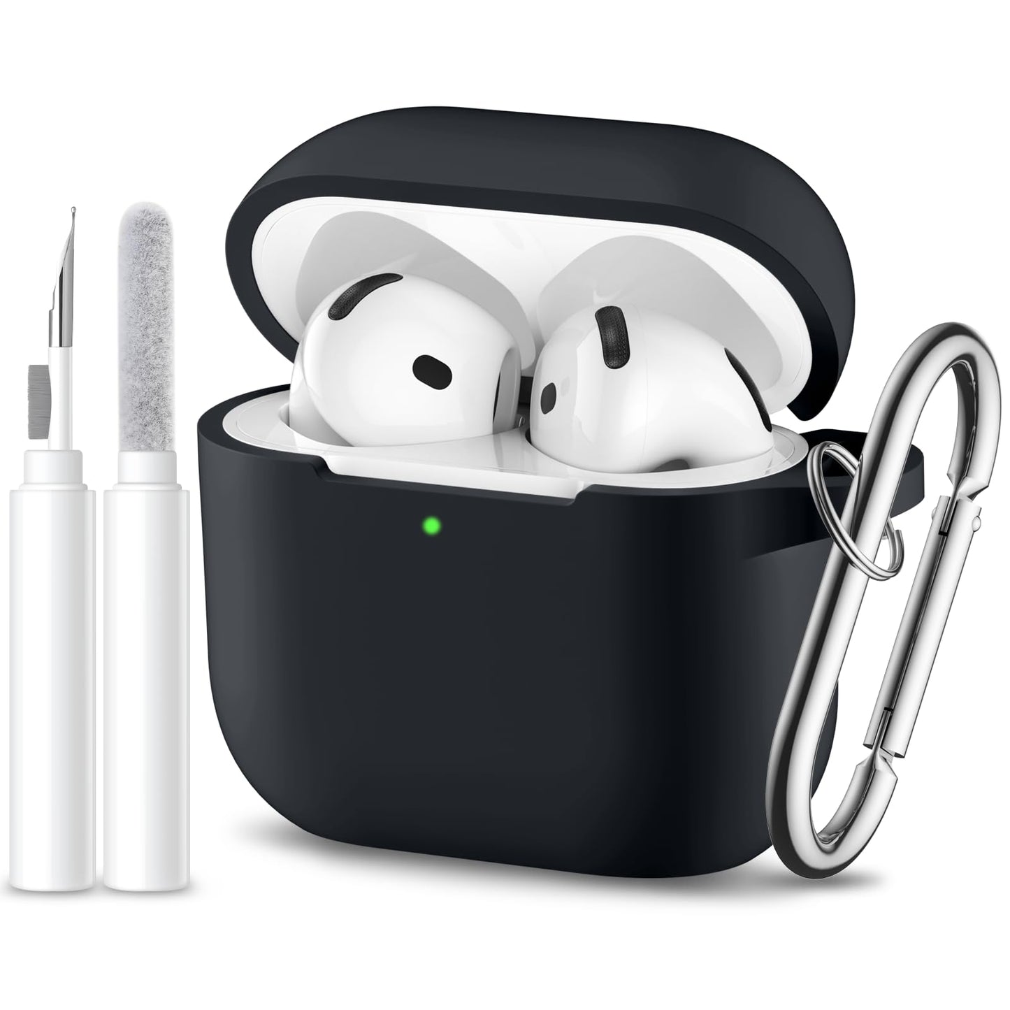 For Airpods 4 Case Cover with Cleaner Kit, Soft Silicone Full Protective Case for AirPods 4 with Keychain Compatible with Apple Airpods 4 Case for Women Men
