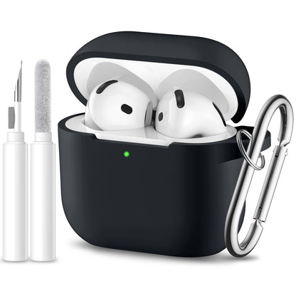 For Airpods 4 Case Cover with Cleaner Kit, Soft Silicone Full Protective Case for AirPods 4 with Keychain Compatible with Apple Airpods 4 Case for Women Men