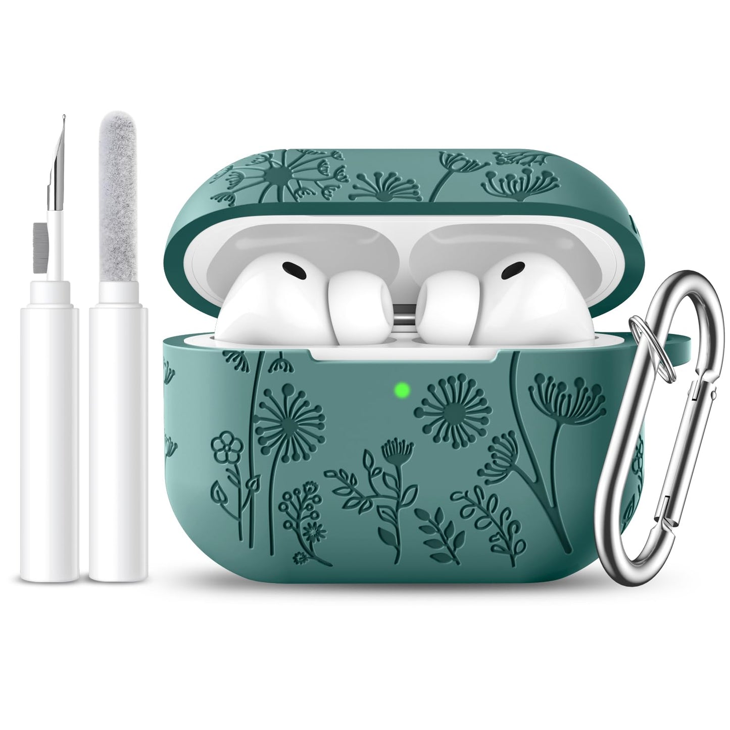 Comvin Compatible with AirPods Pro 3 Case Cover with Cleaner Kit, Cute Flower Engraved Silicone Protective Case for Apple Airpods Pro 3rd Generation (2025)