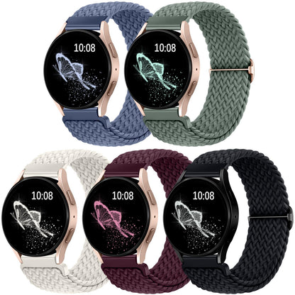 5 Pack Compatible with Samsung Watch Bands for Galaxy Watch 7 6 5 4 40mm 44mm/Watch 6 4 Classic Band 43mm 47mm/Galaxy Watch 5 Pro Band 45mm, 20mm Braided Stretchy Sport Straps Women Men
