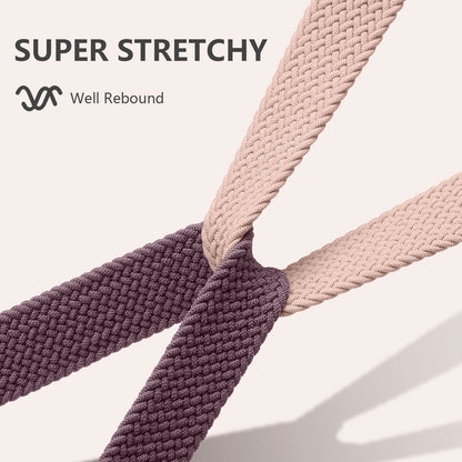 6 Pack Braided Elastic Band Compatible with Fitbit Versa 4/Fitbit Versa 3/Fitbit Sense/Fitbit Sense 2 Bands Women Men, Adjustable Stretchy Solo Loop Nylon Sport Straps Wristband