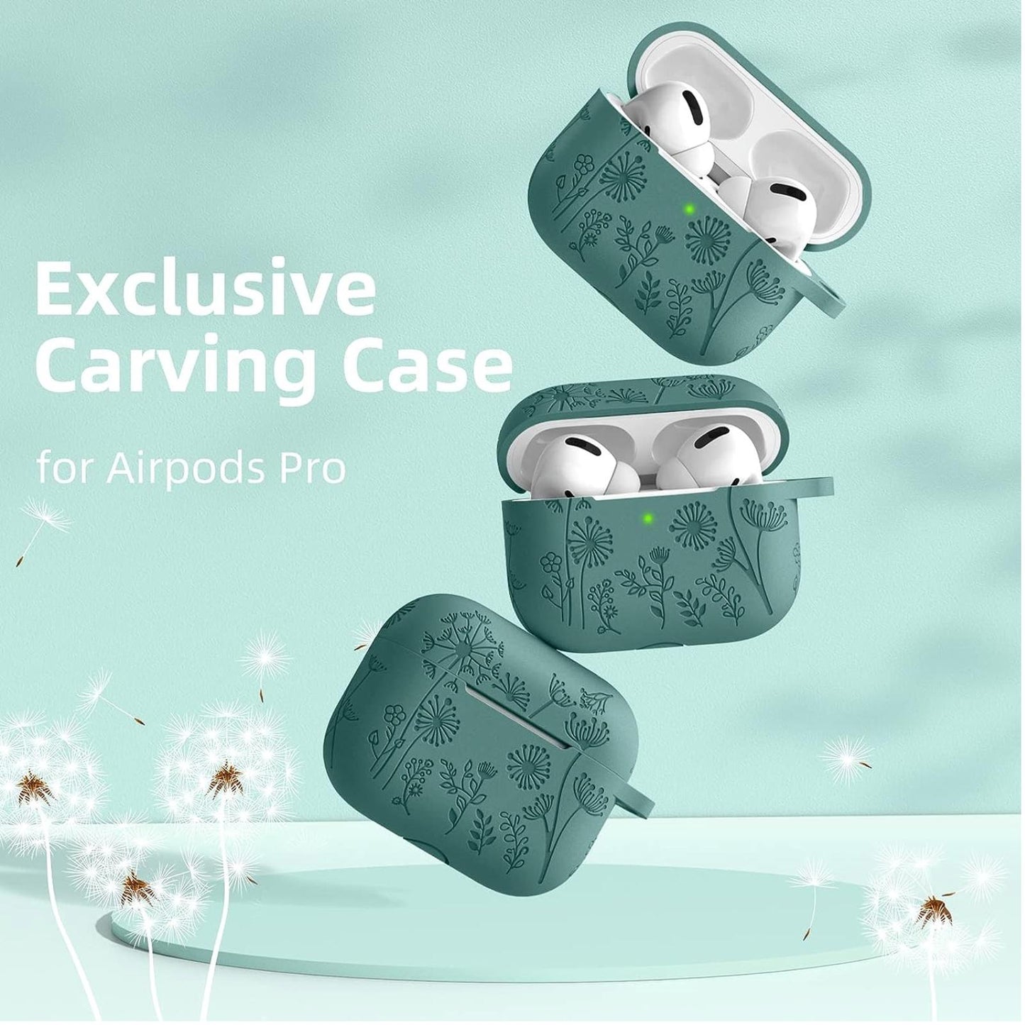 Flower Engraved Case for AirPods Pro Case 2nd 1st Generation Case/AirPod Pro Case Cover, Cute Soft Silicone Skin Full Protective Cover for Apple Airpods Pro 2 Case