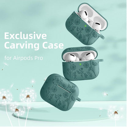 Flower Engraved Case for AirPods Pro Case 2nd 1st Generation Case/AirPod Pro Case Cover, Cute Soft Silicone Skin Full Protective Cover for Apple Airpods Pro 2 Case