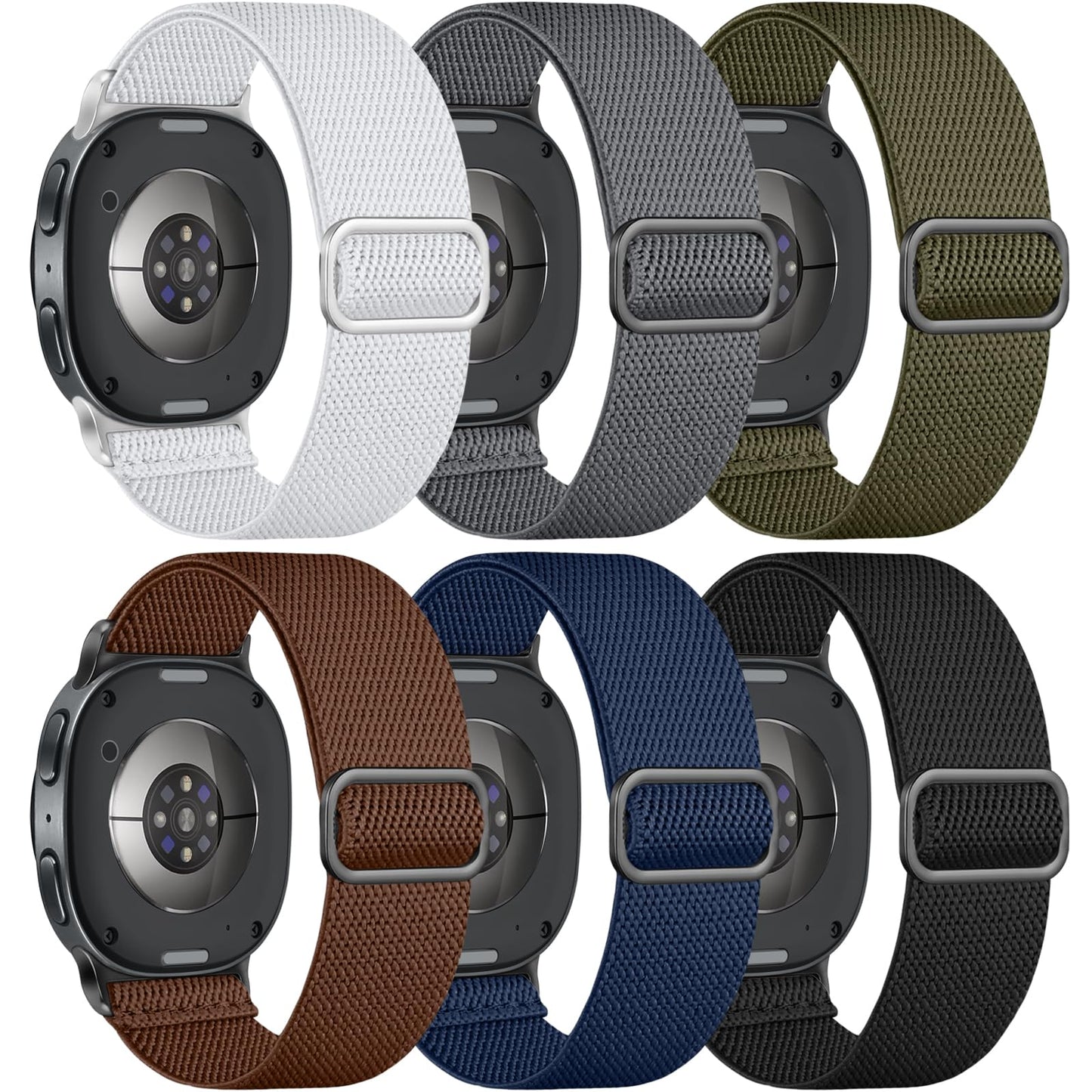 Comvin 6 Pack Stretchy Bands Compatible with Samsung Galaxy Watch 8 Bands 40mm 44mm, Galaxy Watch 8 Classic Band 46mm, Adjustable Nylon Elastic Sport Strap for Women Men