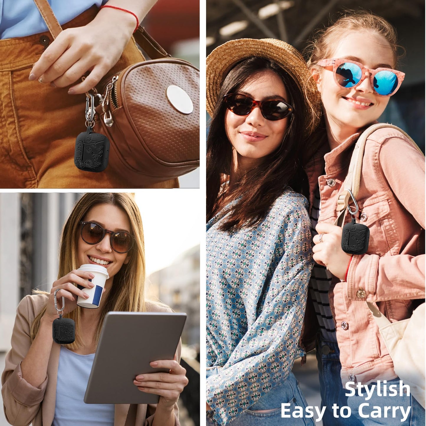 for Apple AirPods 4 Case Cover 2024, Cute Flower Engraved Silicone Case for AirPods 4 Case with Cleaner Kit & Keychain for Women Men