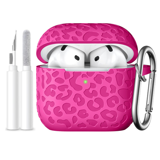 Comvin for Apple AirPods 4 Generation Case Cover for Women Men, with Cleaner Kit, Silicone Engraved Leopard Case