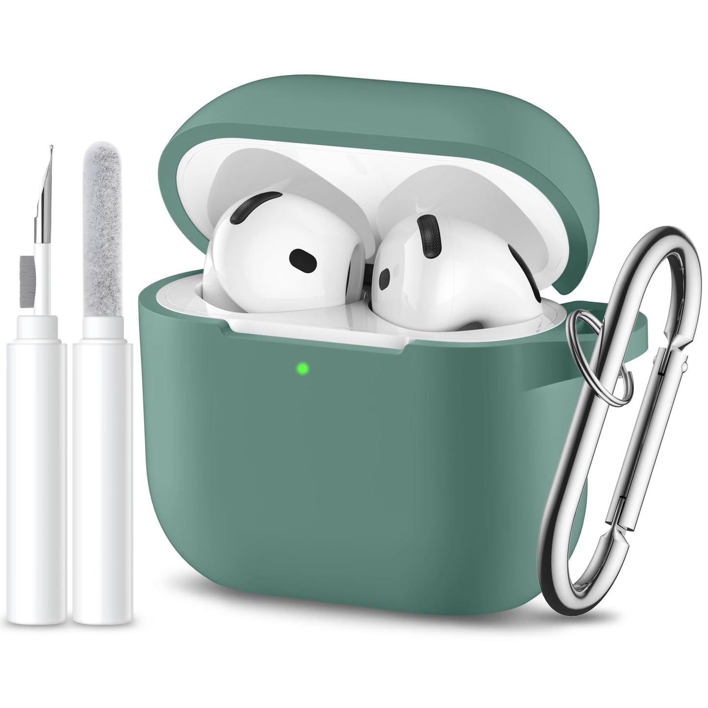For Airpods 4 Case Cover with Cleaner Kit, Soft Silicone Full Protective Case for AirPods 4 with Keychain Compatible with Apple Airpods 4 Case for Women Men