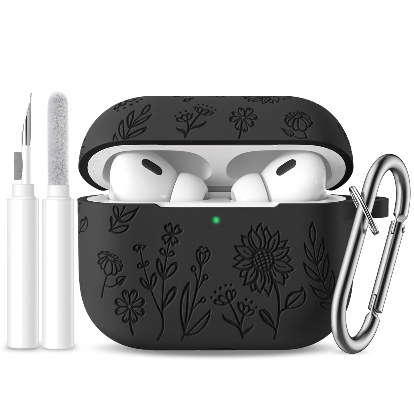 Flower Engraved Case for AirPods Pro Case 2nd 1st Generation Case/AirPod Pro Case Cover, Cute Soft Silicone Skin Full Protective Cover for Apple Airpods Pro 2 Case
