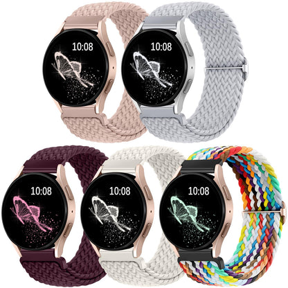 5 Pack Compatible with Samsung Watch Bands for Galaxy Watch 7 6 5 4 40mm 44mm/Watch 6 4 Classic Band 43mm 47mm/Galaxy Watch 5 Pro Band 45mm, 20mm Braided Stretchy Sport Straps Women Men