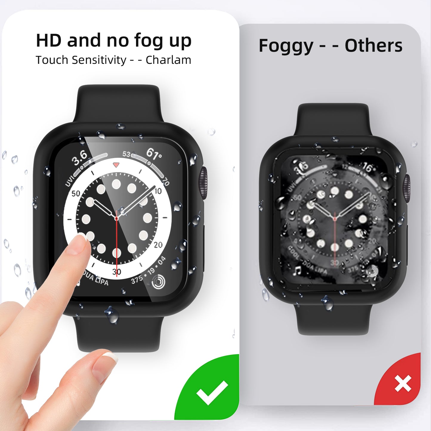 3 Pack Compatible with Apple Watch Screen Protector 40mm 44mm Series 6 5 4, Full Protective Waterproof PC Bumper Cover Accessories for Women Men