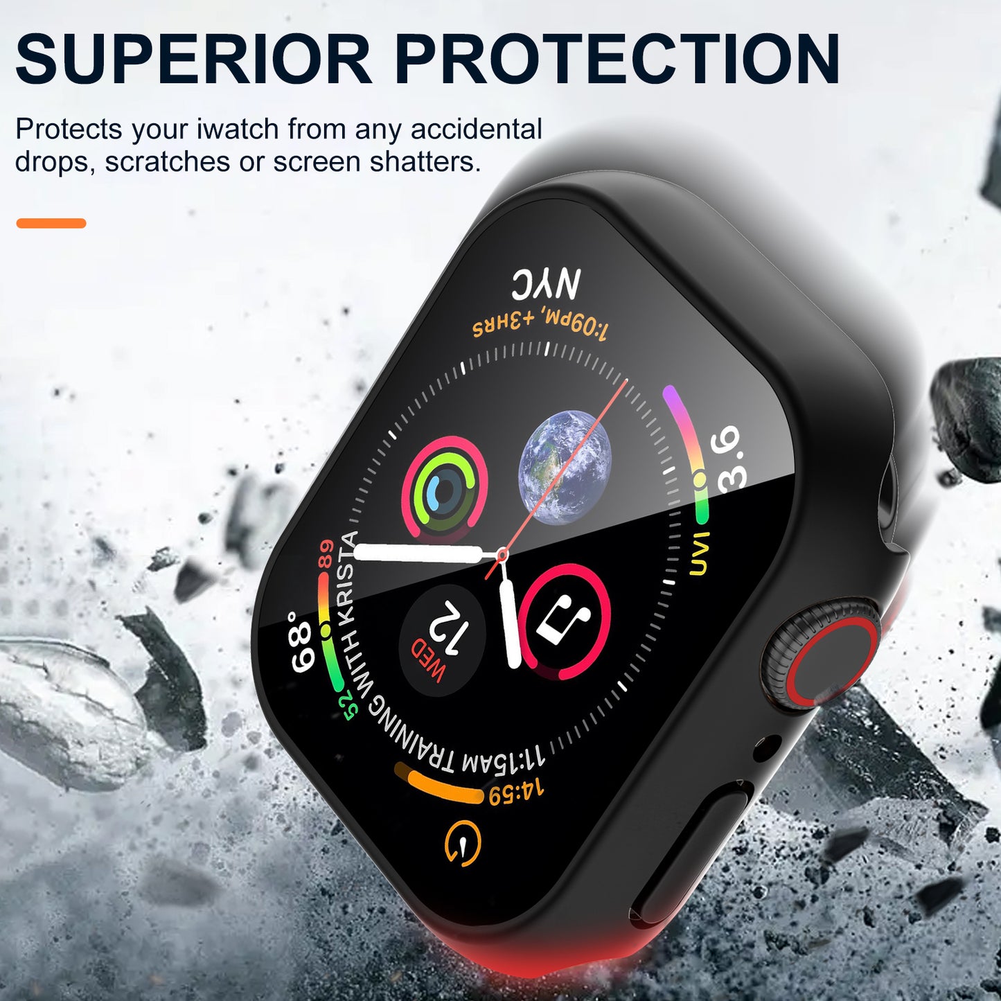 Comvin 2 Pack Compatible with Apple Watch Screen Protector 44mm 40mm 45mm 41mm, Full Waterproof Watch Case Cover Fits For iWatch Ultra SE Series 9 8 7 6 5 4 3
