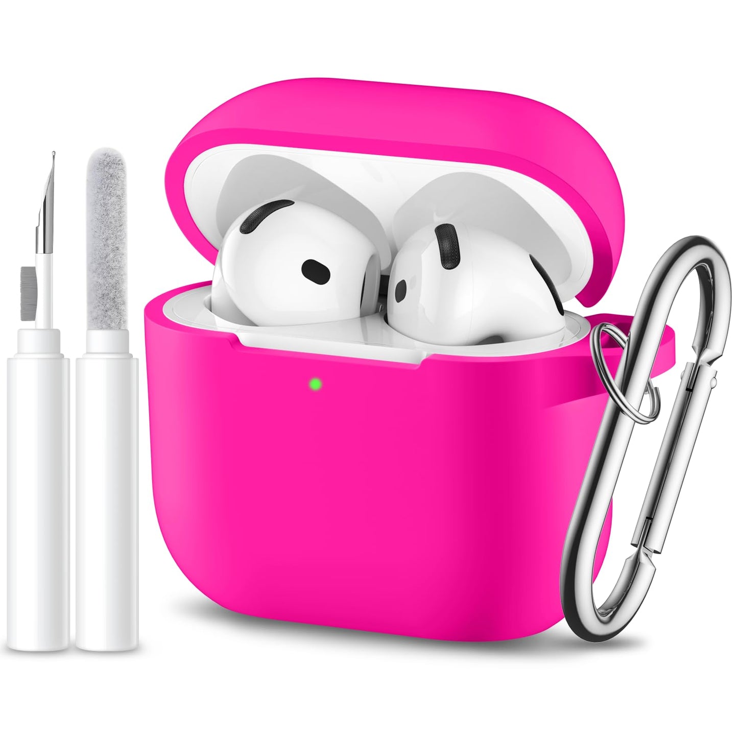 For Airpods 4 Case Cover with Cleaner Kit, Soft Silicone Full Protective Case for AirPods 4 with Keychain Compatible with Apple Airpods 4 Case for Women Men