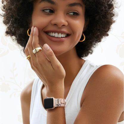 Flower Engraved Band Compatible with Apple Watch Bands for Women 40mm 38mm 41mm, Soft Silicone Band with Decorative Apple Watch Charms for iWatch Series 9 8 7 6 5 4 3 2 1 SE (With Band)
