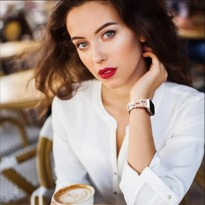 Flower Engraved Band Compatible with Apple Watch Bands for Women 40mm 38mm 41mm, Soft Silicone Band with Decorative Apple Watch Charms for iWatch Series 9 8 7 6 5 4 3 2 1 SE (With Band)