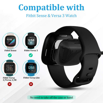 Compatible with Fitbit Sense & Fitbit Versa 3 Charger Replacement USB Charging Cable Dock Stand for Sense 2/Sense/Versa 4/Versa 3 Smartwatch, 2 Pack 3.3Ft Durable Portable Charger Dock Cord