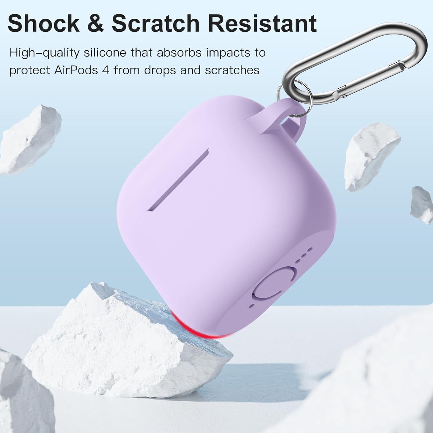Comvin Compatible With Apple Airpods 4 Case Cover for Women Men, Silicone, Lavender