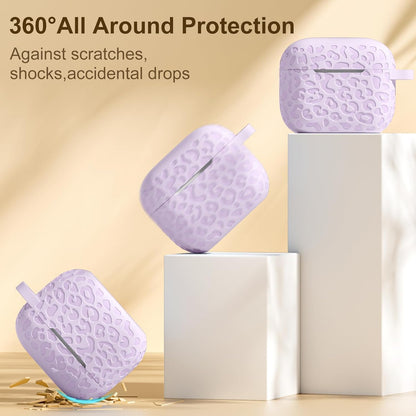Comvin For Apple AirPods 4 Case Cover 2024 for Women Men, Leopard, Silicone, Lavender