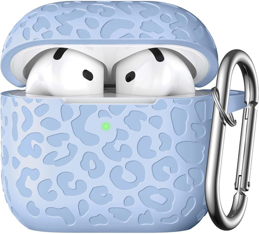 Comvin For Apple AirPods 4 Case Cover 2024 for Women Men, Leopard, Silicone, Blue
