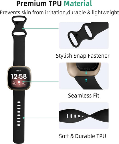 Comvin Compatible With Fitbit Versa 3/Versa 4/Sense 2/Sense Bands for Women Men, Soft Sport Silicone Wristbands
