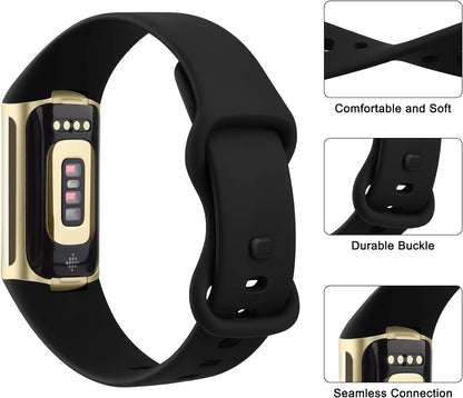 Comvin Soft Silicone Wristbands Compatible With Fitbit Charge 6 / 5 Bands for Women Men