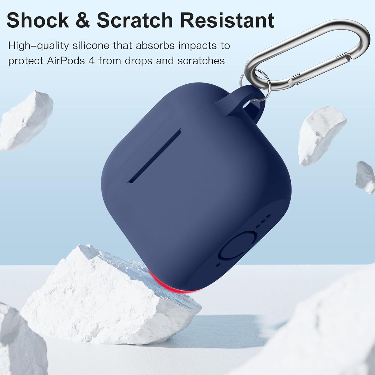 Comvin Compatible With Apple Airpods 4 Case Cover for Women Men, Silicone, Navy Blue