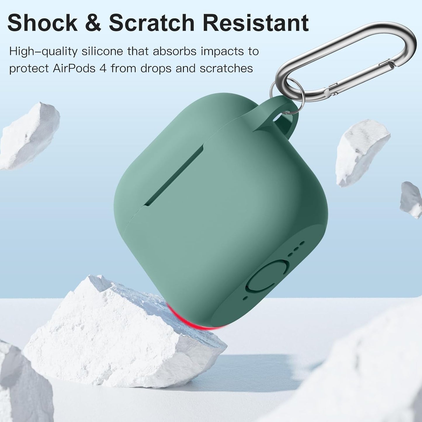 Comvin Compatible With Apple Airpods 4 Case Cover for Women Men, Silicone, Green