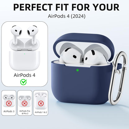 Comvin for Apple Airpods 4 Case Cover for Women Men, with Cleaner Kit Fits & Anti-Loss Strap, Navy
