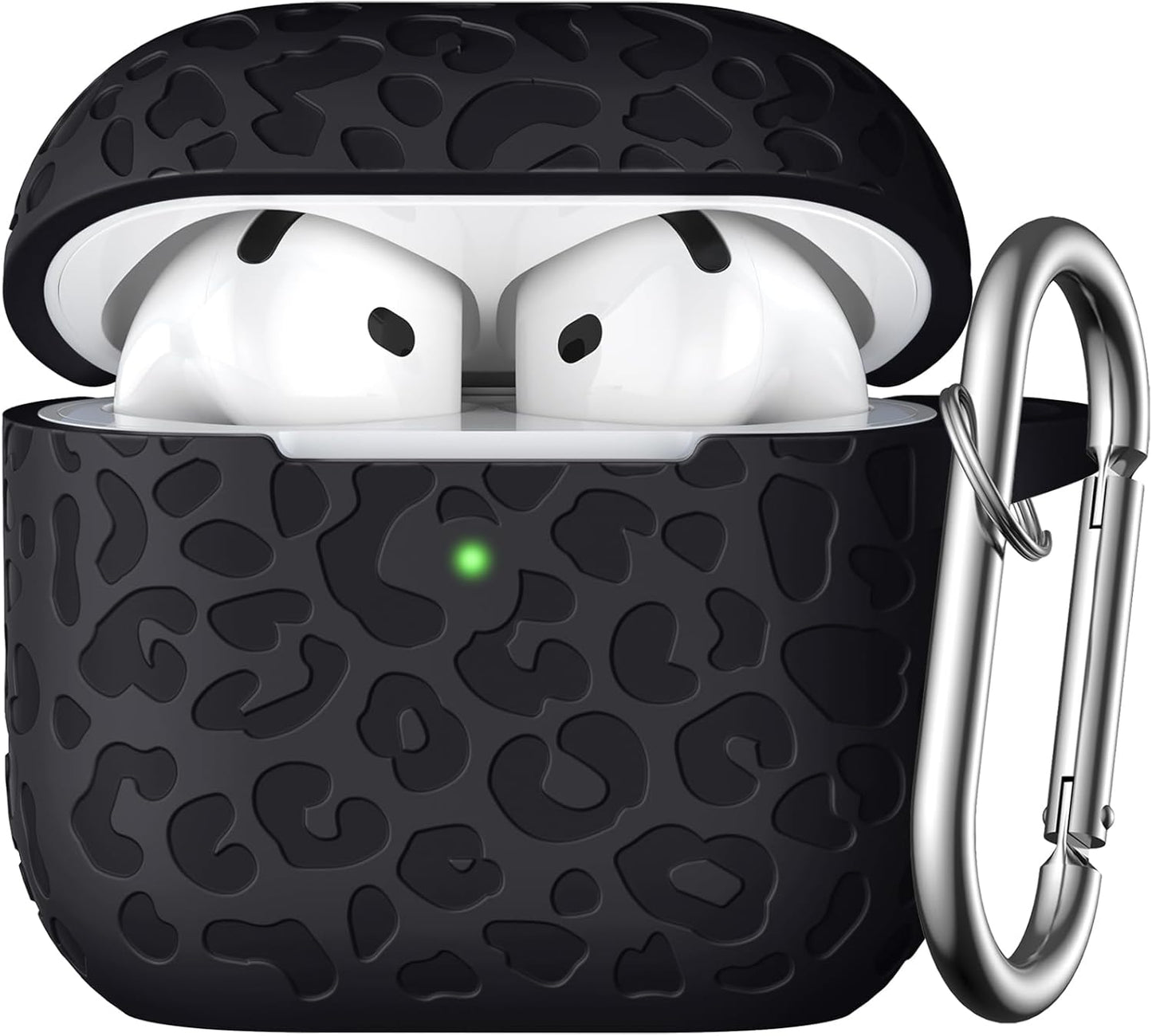 Comvin For AirPods 4 Case Cover 2024 for Women Men, Leopard, Silicone, Black