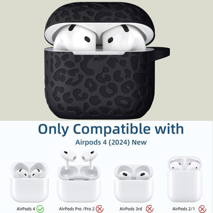 Comvin For AirPods 4 Case Cover 2024 for Women Men, Leopard, Silicone, Black