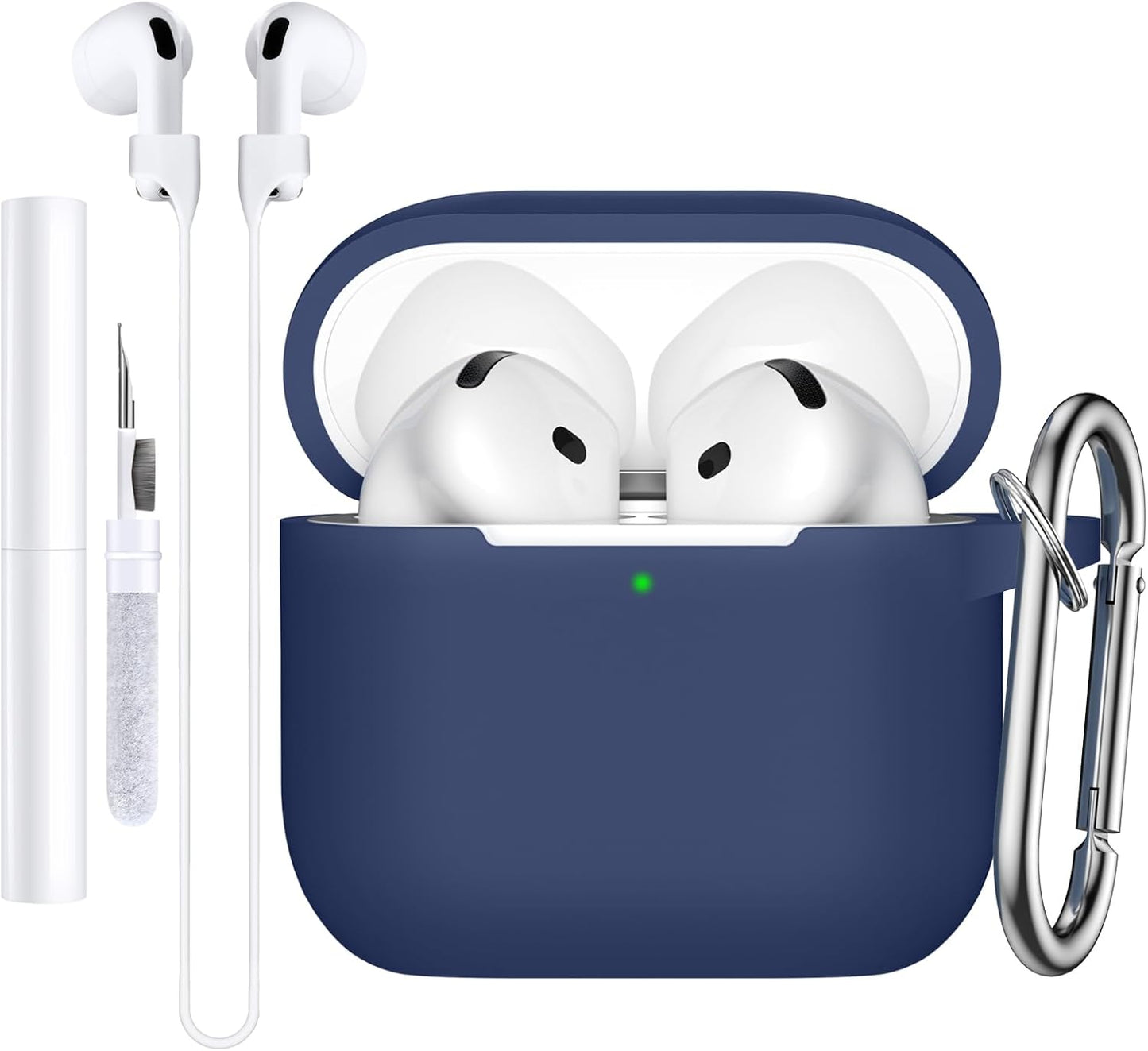 Comvin for Apple Airpods 4 Case Cover for Women Men, with Cleaner Kit Fits & Anti-Loss Strap, Navy