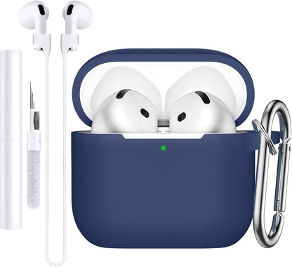 Comvin for Apple Airpods 4 Case Cover for Women Men, with Cleaner Kit Fits & Anti-Loss Strap, Navy